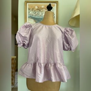 (NWT) TopShop Romantic Puff Sleeve Peplum Cropped Blouse Size 6